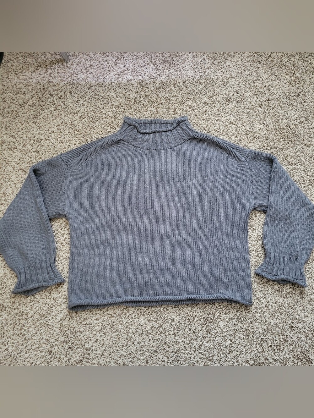 J. Crew 2025 Rollneck Sweater Heather Carbon Gray 100% Cotton XS Extra Small